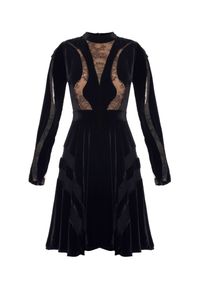 Elie Saab - ELIE SAAB - Sukienka z koronką. Kolor: czarny. Materiał: koronka. Długość rękawa: długi rękaw. Wzór: koronka. Typ sukienki: rozkloszowane. Styl: elegancki #1