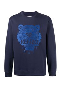 Kenzo - KENZO - Bluza z niebieskim tygrysem. Kolor: niebieski. Materiał: bawełna, prążkowany. Długość rękawa: długi rękaw. Długość: długie. Styl: klasyczny