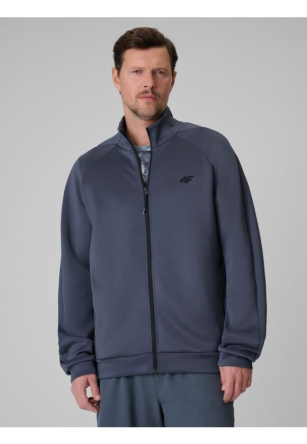 4f - 4F Bluza treningowa regular bez kaptura męska - szara XXL. Typ kołnierza: bez kaptura. Kolor: szary. Długość rękawa: raglanowy rękaw. Styl: sportowy