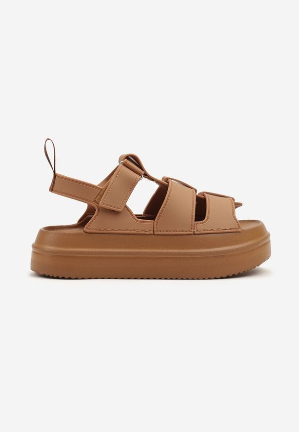 Born2be - Brązowe Sandały Gladiatorki Zapinane na Rzep Falarosea. Okazja: na co dzień. Zapięcie: rzepy. Kolor: brązowy. Sezon: lato. Styl: casual, elegancki