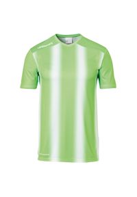 UHLSPORT - Vintage koszulka dziecięca Uhlsport Stripe 2.0. Typ kołnierza: dekolt w kształcie V. Kolor: zielony, biały, wielokolorowy. Materiał: poliester. Sport: fitness, piłka nożna