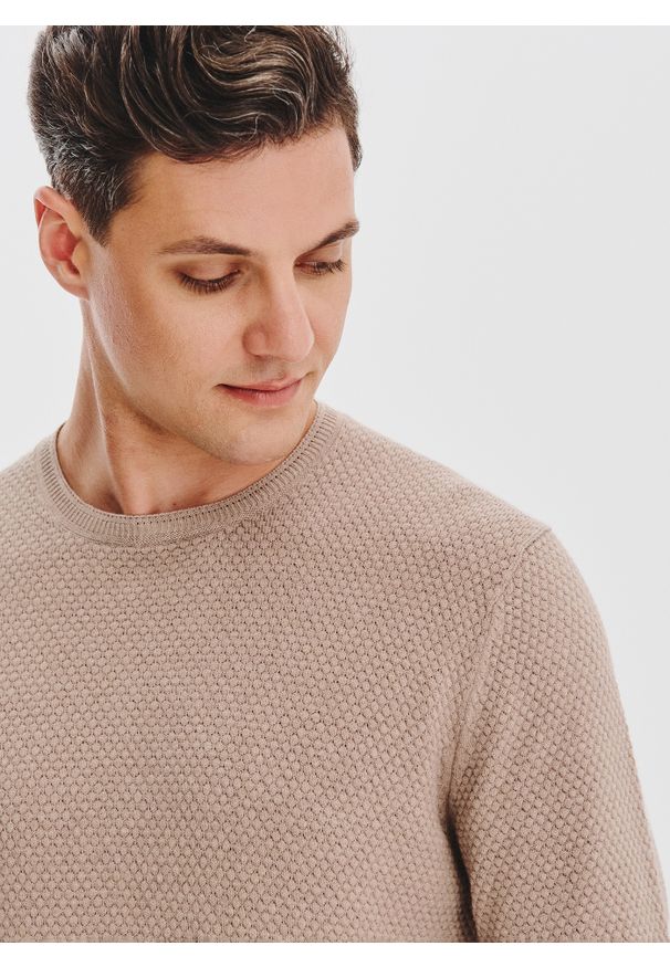 Pako Lorente - PAKO LORENTE - Sweter męski w kolorze beżowym. Kolor: czarny, beżowy. Materiał: wełna, bawełna. Sezon: jesień