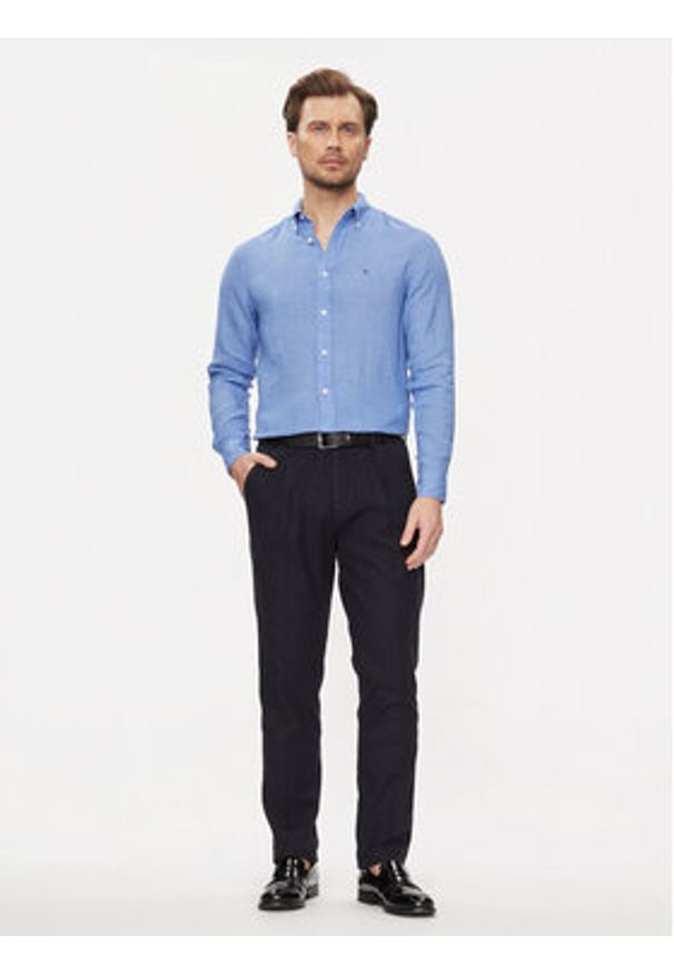 TOMMY HILFIGER - Tommy Hilfiger Koszula MW0MW34602 Niebieski Regular Fit. Kolor: niebieski. Materiał: len