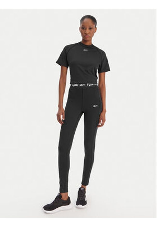 Reebok Legginsy RK25606CCW Czarny Slim Fit. Kolor: czarny. Materiał: syntetyk