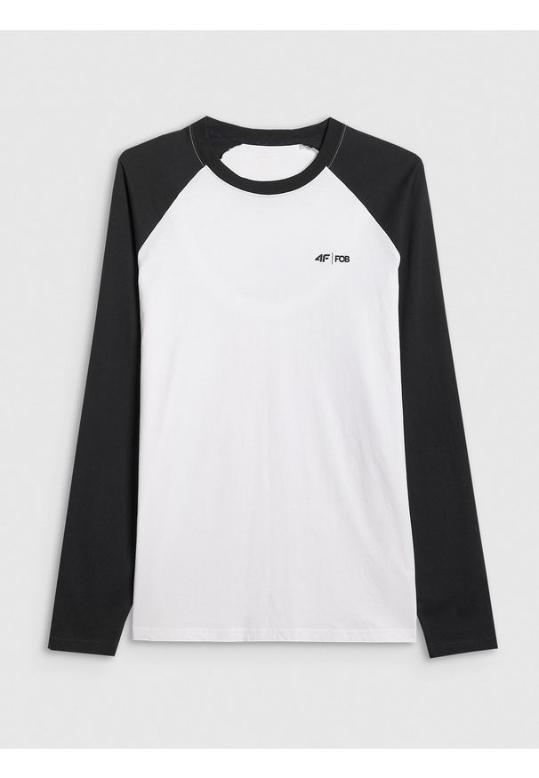 4f - 4F Longsleeve regular z nadrukiem męski - biały XXL. Kolor: biały. Długość rękawa: długi rękaw. Wzór: nadruk
