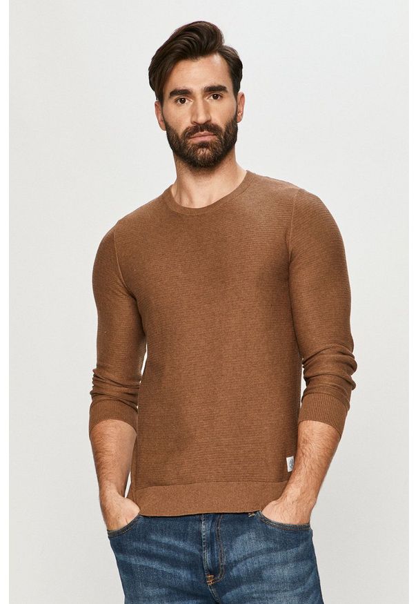 Tom Tailor - Sweter. Okazja: na co dzień. Kolor: brązowy. Materiał: materiał. Długość rękawa: długi rękaw. Długość: długie. Styl: casual