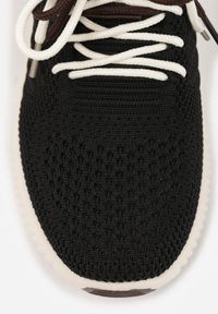 Born2be - Czarne Sneakersy z Podwójnym Sznurowaniem Fontarin. Nosek buta: okrągły. Kolor: czarny. Materiał: materiał. Obcas: na obcasie. Wysokość obcasa: niski #8