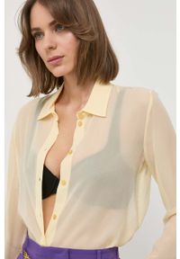 Patrizia Pepe koszula jedwabna kolor żółty regular z kołnierzykiem klasycznym. Okazja: na co dzień. Typ kołnierza: kołnierzyk klasyczny. Kolor: żółty. Materiał: jedwab. Długość rękawa: długi rękaw. Długość: długie. Styl: klasyczny #5