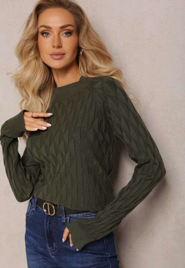 Renee - Ciemnozielony Golf o Klasycznym Fasonie Anofra. Typ kołnierza: golf. Kolor: zielony. Styl: klasyczny