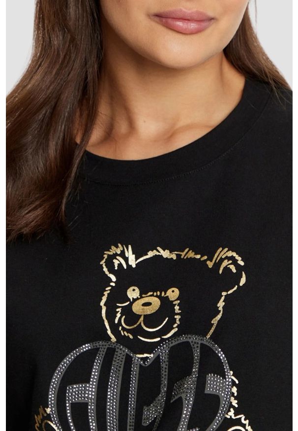 Guess - GUESS Czarny t-shirt damski Bear Boxy, Rozmiar M. Kolor: czarny