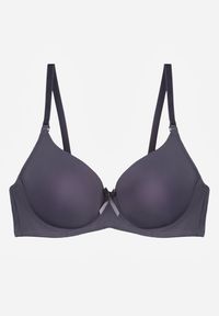 Renee - Granatowy Gładki Biustonosz o Klasycznym Fasonie Zdobiony Kokardką Caloris. Kolor: niebieski. Wzór: aplikacja, gładki #5