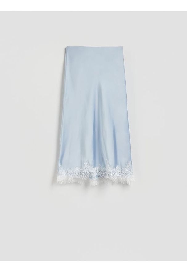 Reserved - Spódnica midi z koronką - jasnoniebieski. Kolor: niebieski. Materiał: koronka. Wzór: koronka