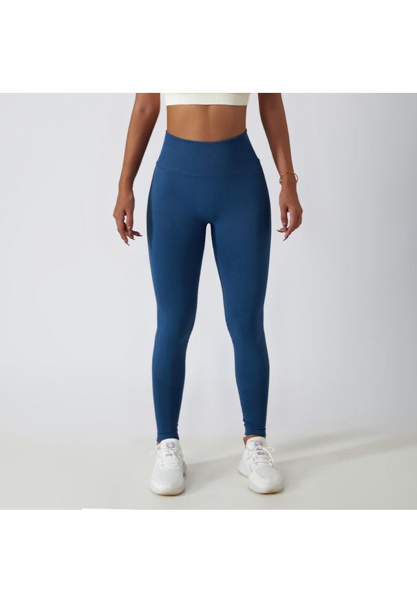 Intica - Legginsy treningowe modelujące sylwetkę z wysokim stanem Gulli. Stan: podwyższony. Kolor: niebieski. Materiał: tkanina. Sport: fitness