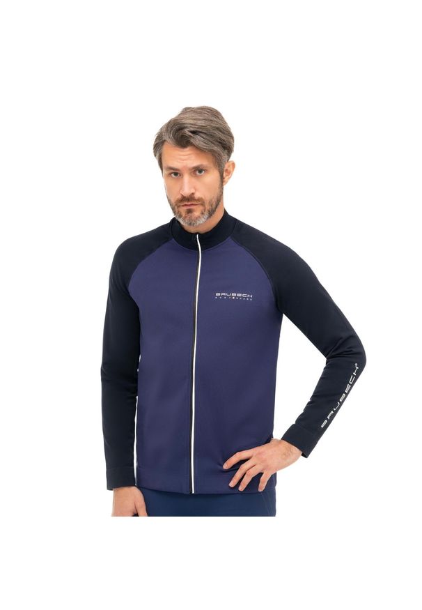 Bluza dresowa termoaktywna rozpinana męska Brubeck Athletic. Kolor: niebieski. Materiał: poliester, poliamid, elastan. Sport: kolarstwo, bieganie