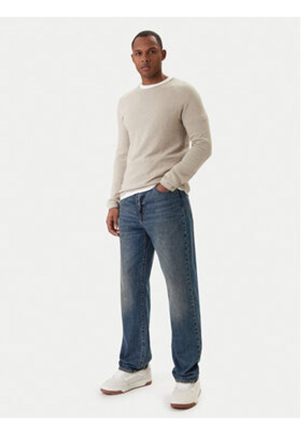 Jack & Jones Sweter Hill 12157321 Beżowy Regular Fit. Kolor: beżowy. Materiał: bawełna