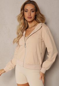 Renee - Jasnobeżowa Casualowa Bluza z Ozdobnym Przeszyciem i Kapturem Siraca. Okazja: na co dzień. Kolor: beżowy. Styl: casual