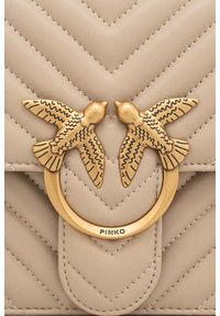 Pinko - PINKO Beżowa listonoszka damska Love One Classic. Kolor: beżowy. Styl: casual, elegancki, klasyczny #2