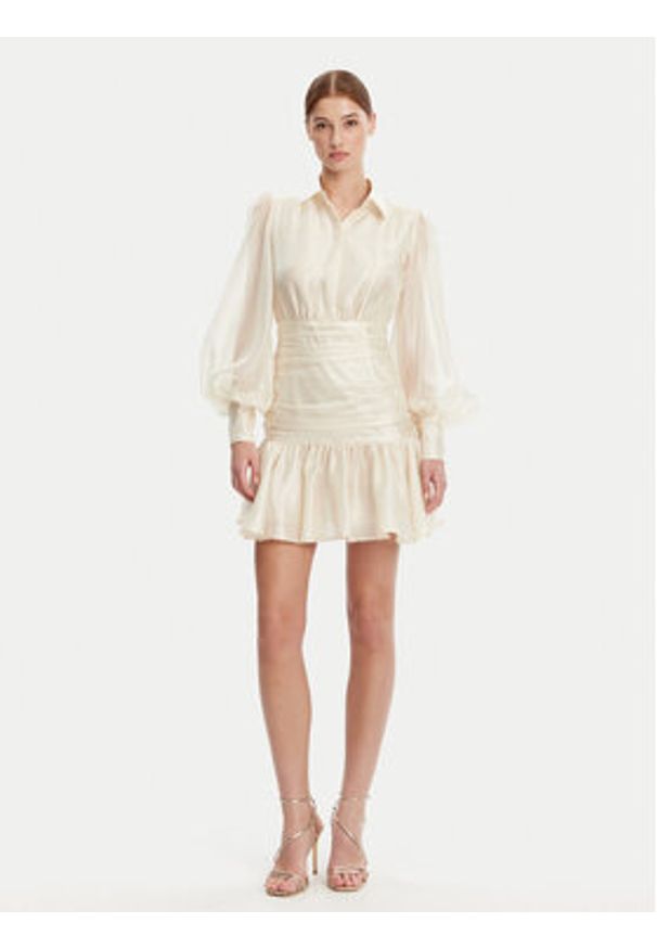 BARDOT - Bardot Sukienka koktajlowa 59720DB Écru Regular Fit. Materiał: syntetyk. Styl: wizytowy