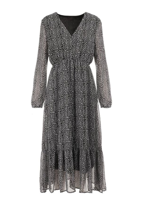 Born2be - Czarna Sukienka Ianthessa. Kolor: czarny. Materiał: zamsz. Wzór: nadruk. Długość: midi