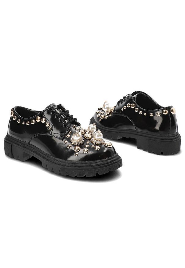 Sca'viola - Czarne Półbuty Sca'Viola Damskie Stylowe Obuwie. Zapięcie: bez zapięcia. Kolor: czarny. Materiał: lakier, skóra. Szerokość cholewki: normalna. Obcas: na obcasie. Styl: elegancki. Wysokość obcasa: niski