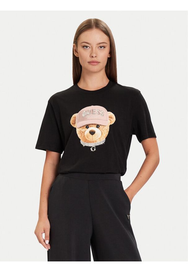 Guess T-Shirt V5BI09 I3Z14 Czarny Relaxed Fit. Kolor: czarny. Materiał: bawełna