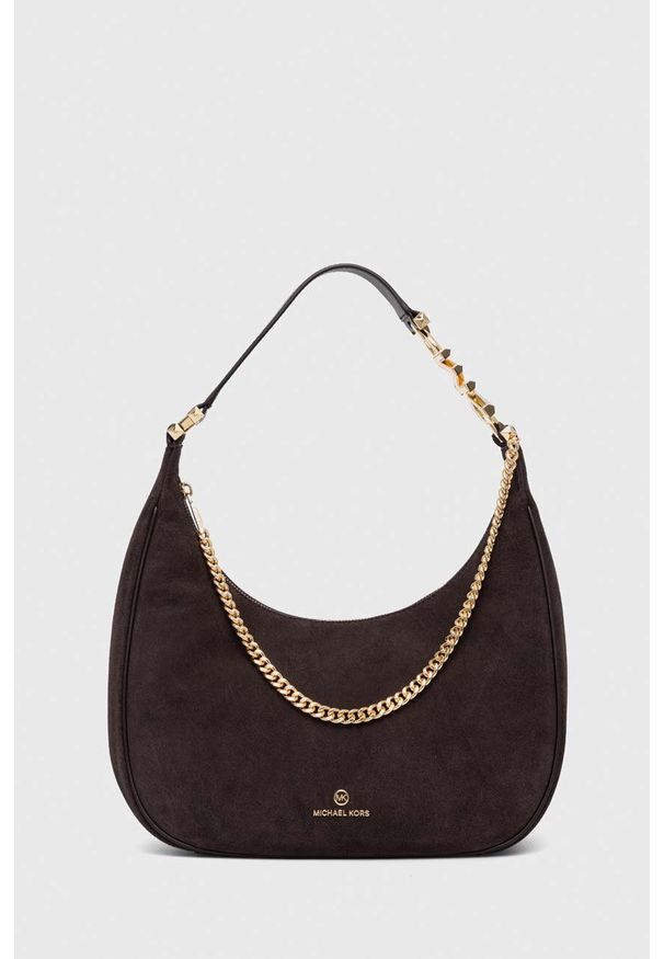 MICHAEL Michael Kors torebka zamszowa kolor brązowy. Kolor: brązowy. Materiał: zamszowe. Rodzaj torebki: na ramię
