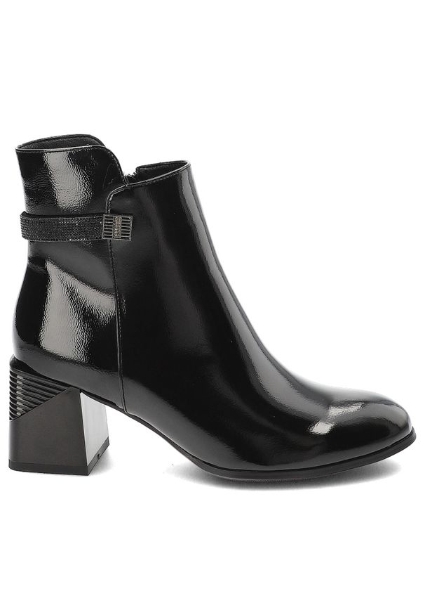 Czarne Botki S.Barski Eleganckie Obuwie Damskie. Okazja: na co dzień. Kolor: czarny. Materiał: skóra ekologiczna. Obcas: na obcasie. Styl: elegancki. Wysokość obcasa: średni
