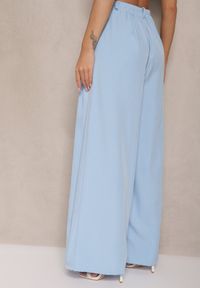 Renee - Niebieskie Spodnie Garniturowe o Szerokim Kroju High Waist Peavelle. Stan: podwyższony. Kolor: niebieski. Styl: klasyczny, elegancki #3