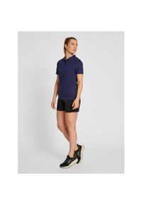 Damska elastyczna koszulka polo Hummel Red. Typ kołnierza: polo. Kolor: niebieski. Materiał: elastan, bawełna. Styl: sportowy