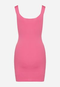 Born2be - Różowa Dopasowana Sukienka ze Sznurowaniem przy Dekolcie Tilawena. Okazja: na co dzień. Kolor: różowy. Typ sukienki: oversize. Styl: elegancki, casual #3
