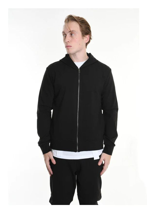 La Haine Inside Us Bluza | 3M M1166 | Mężczyzna | Czarny. Okazja: na co dzień. Typ kołnierza: kaptur. Kolor: czarny. Materiał: wiskoza, elastan. Wzór: aplikacja. Styl: casual, elegancki