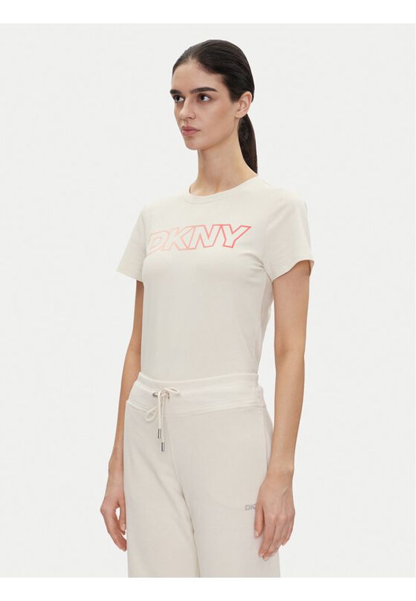 DKNY Sport T-Shirt DP5T1193 Beżowy Regular Fit. Kolor: beżowy. Materiał: bawełna. Styl: sportowy