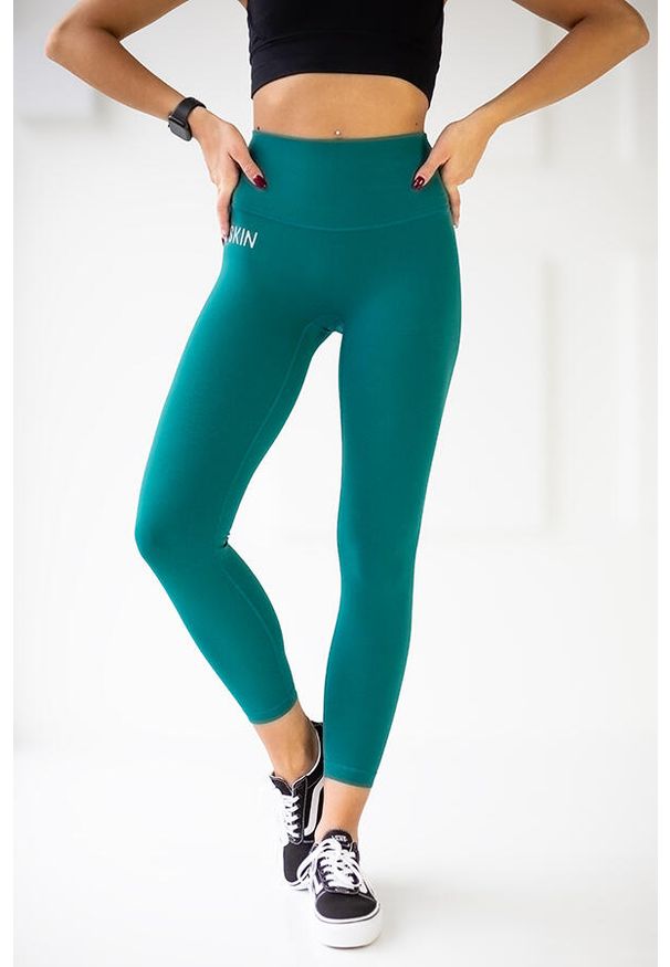 2SkIN - Legginsy z wysokim stanem Pilates Green. Stan: podwyższony. Kolor: zielony. Sport: joga i pilates