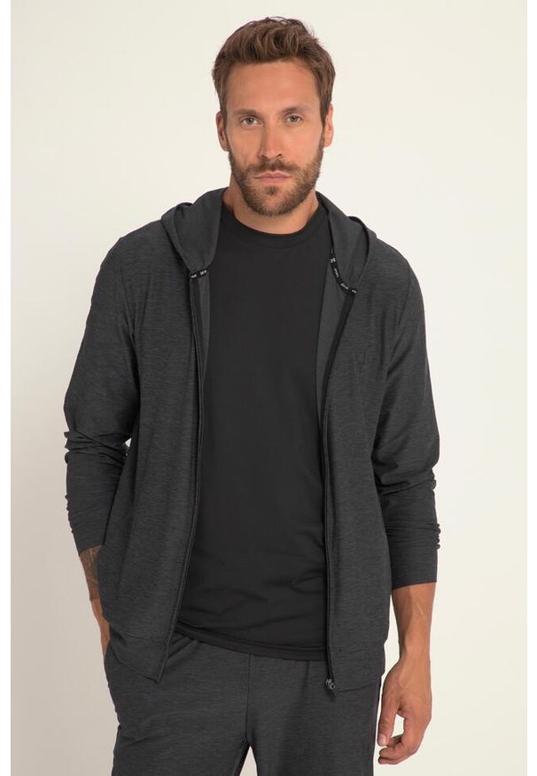JAY-PI - Męska Kurtka z kapturem FLEXNAMIC® Fitness szybkoschnąca. Typ kołnierza: kaptur. Kolekcja: plus size. Kolor: czarny. Materiał: elastan, poliester, materiał. Sport: fitness