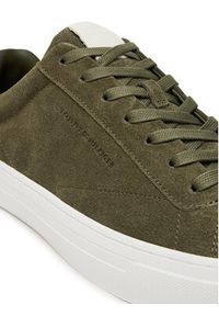 TOMMY HILFIGER - Tommy Hilfiger Sneakersy Premium Dress Cupsole FM0FM05573 Khaki. Kolor: brązowy. Materiał: zamsz, skóra #4