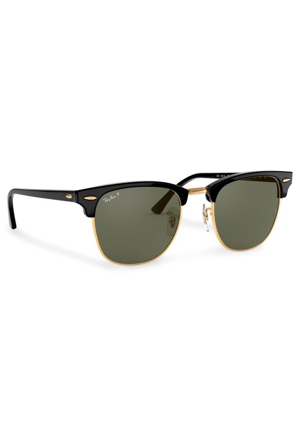 Ray-Ban - Okulary przeciwsłoneczne RAY-BAN - Clubmaster 0RB3016 Black/Green. Kolor: czarny