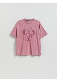 Reserved - Bawełniany t-shirt Mickey Mouse - pastelowy róż. Kolor: różowy. Materiał: bawełna. Wzór: motyw z bajki #1