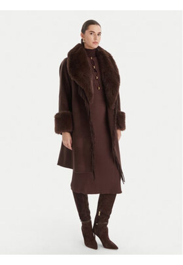 Marciano Guess Płaszcz wełniany 5BGL46 7125A Brązowy Regular Fit. Kolor: brązowy. Materiał: wełna