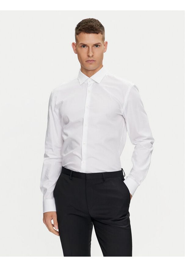 Hugo Koszula Koey 50519819 Biały Slim Fit. Kolor: biały. Materiał: bawełna