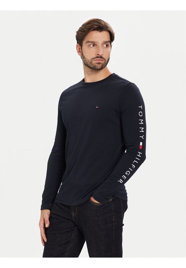 TOMMY HILFIGER - Tommy Hilfiger Longsleeve Logo MW0MW09096 Granatowy Regular Fit. Kolor: niebieski. Materiał: bawełna. Długość rękawa: długi rękaw