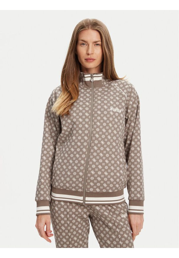 Guess Bluza V5YQ03 KB212 Brązowy Regular Fit. Kolor: brązowy. Materiał: syntetyk