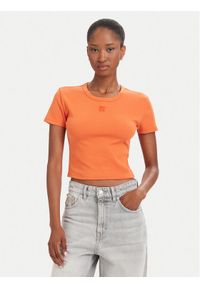 Hugo - HUGO T-Shirt Delanor 50512000 Pomarańczowy Slim Fit. Kolor: pomarańczowy. Materiał: bawełna #1