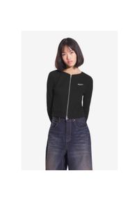 Top sportowy damski Prosto Zip Ribbed na suwak. Kolor: czarny. Długość rękawa: długi rękaw. Styl: sportowy #1