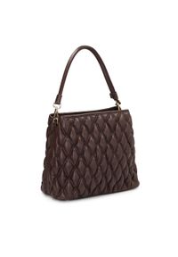 Kazar - Miękka skórzana torebka z efektownym pikowaniem. Kolor: brązowy. Materiał: skórzane. Styl: elegancki, casual. Rodzaj torebki: na ramię #3