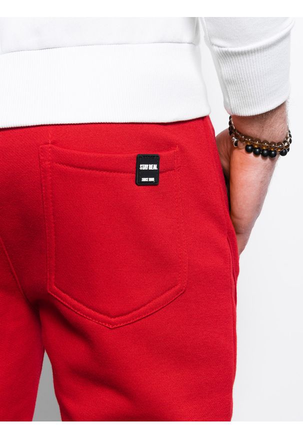 Ombre Clothing - Spodnie męskie dresowe joggery P867 - czerwone - XXL. Kolor: czerwony. Materiał: dresówka