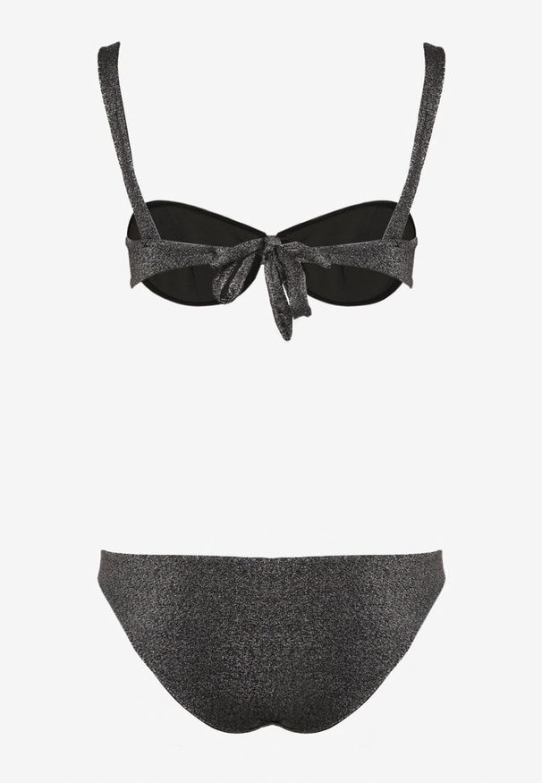 Born2be - Czarne Dwuczęściowe Bikini Biustonosz Wiązany na Plecach Majtki Typu Figi Tiamanis. Kolor: czarny