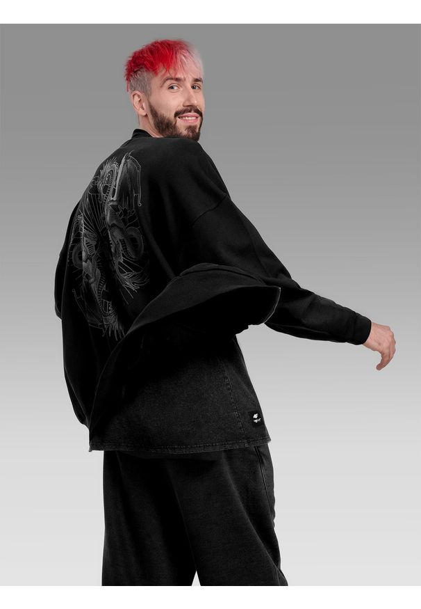 4f - 4F Bluza bomberka oversize męska 4F x Tomasz Fornal - czarna L. Kolor: czarny. Materiał: dzianina. Styl: sportowy