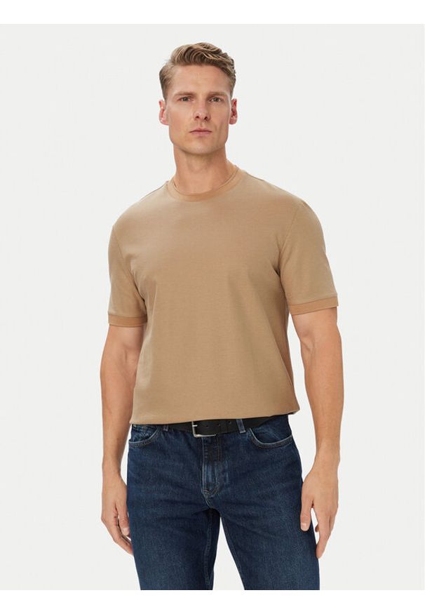 BOSS T-Shirt H-Taut 88 50565325 Beżowy Regular Fit. Kolor: beżowy. Materiał: bawełna