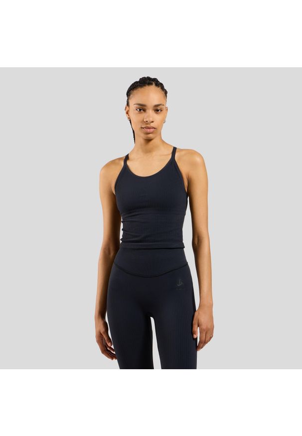 Podkoszulek damski Odlo Tank crop ACTIVE 365 2 IN 1. Kolor: szary, wielokolorowy, czarny. Sport: bieganie