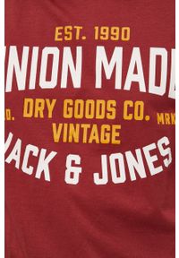 Premium by Jack&Jones T-shirt bawełniany kolor czerwony z nadrukiem. Okazja: na co dzień. Kolor: czerwony. Materiał: bawełna. Wzór: nadruk. Styl: casual